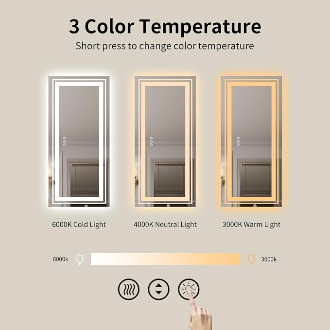 WTTY 72''x36'' LED Bathroom Mirror with Lights, Large Dimmable Led Mirror for Bathroom with Front + Backlight, Lighted Bathroom Vanity Mirror for Wall with Anti-Fog, Memory, Shatter-Proof, ETL Listed