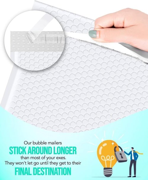 GSSUSA White Bubble Mailers - 10x13 Self-Seal Padded Envelopes | 500 Pack for Small Business Shipping