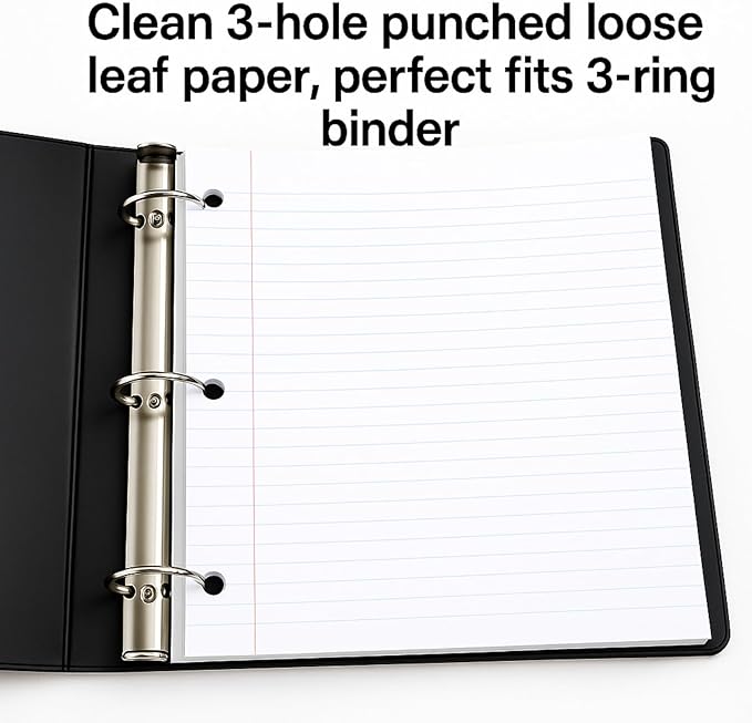 WritePads Loose Leaf Notebook Paper, 8"x10-1/2" Wide Ruled Lined Paper, Bulk Filler Paper, 3 Hole Punched For 3 Ring Binder, 150 Sheets/Pack, 24PK Per Carton, 3600 Sheets, Made In USA