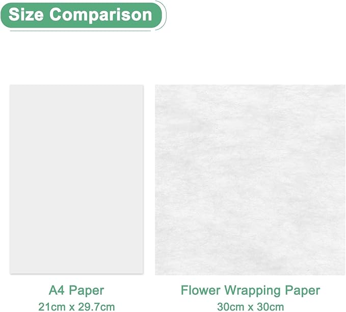 M METERXITY 152-Sheet Korean Cotton Wrapping Flower Paper, 11.8 Inch/ 30cm Waterproof Floral Wrapping Cotton Paper for Bouquets/Gift Packaging [White]