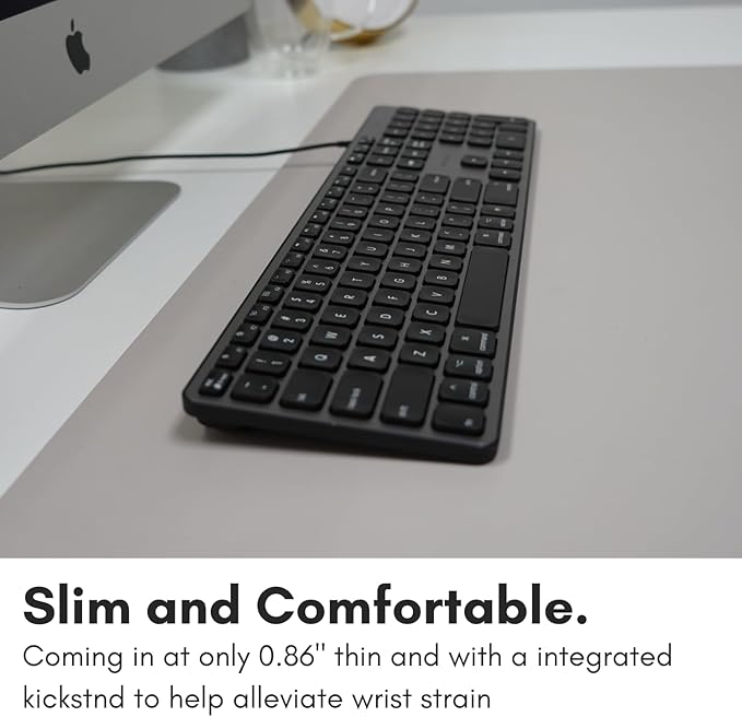 Macally Backlit Mac Keyboard - Quiet, Sleek, and Functional - 3 Brightness Levels, 107 Keys, 5ft USB Wired - Apple Keyboard - Backlit Wired for Mac, iMac, MacBook Pro/Air - Space Gray