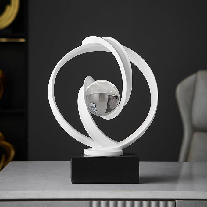 Modern White Statue Decor for Living Room, Abstract Art Sculptures Home Décor Accents for Coffee Table TV Stand Bookshelf, Resin Decorations for Dining Room Office Bedroom