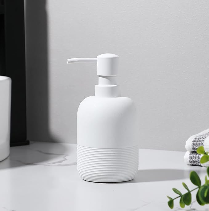 GalDal White Soap Lotion Dispenser with A Spare Pump,Liquid Hand Soap Dispenser Sets for Bathroom Countertop,2pcs/Set Soap Dispenser for Kitchen