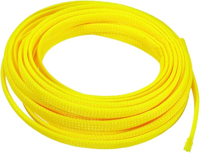 uxcell Expandable Sleeving, 1/4-inch 16ft Cable Sleeve, Yellow