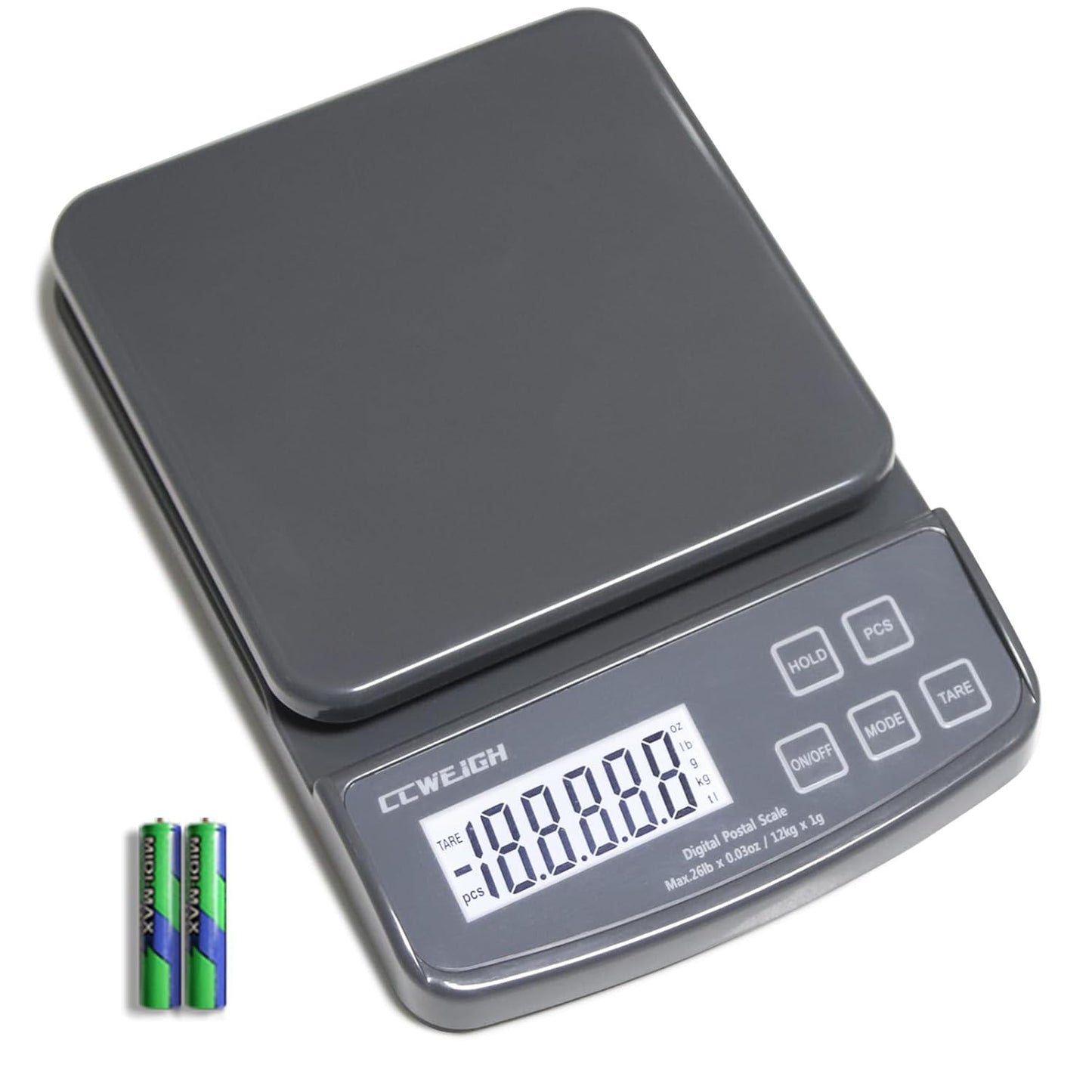 Skiennix High Precision Postal Scale - 26lbs Capacity | Portable Kitchen & Shipping Scale (Grey)