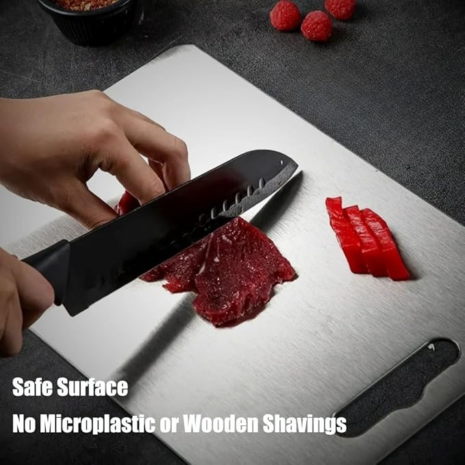 Titanium Cutting Board,100% Pure Titanium Cutting Boards for Kitchen, 2025 New Double Sided Food-Grade Chopping Board for Cutting Meat Vegetable Fruit (14"L x 10"W)