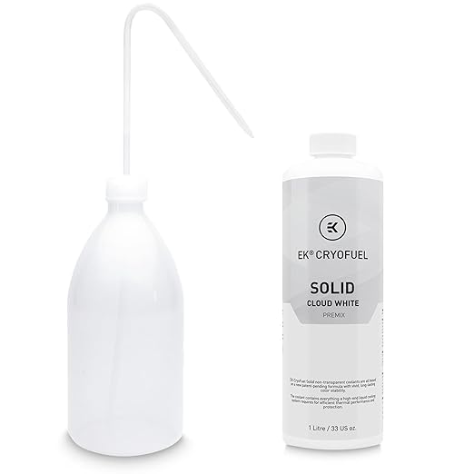 EKWB EK-CryoFuel Solid Premix PC Coolant and Filling Bottle Bundle, 1000mL, Cloud White