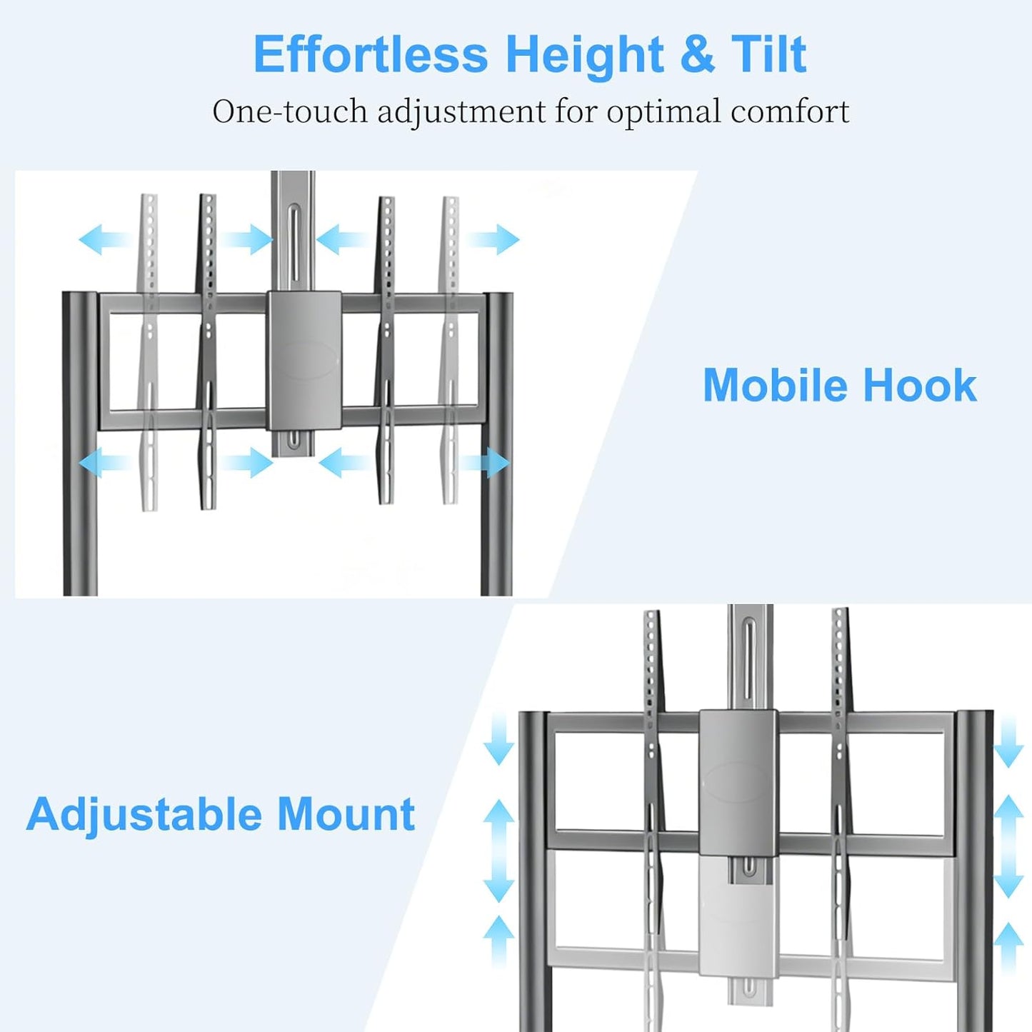 Smart Board Stand - Height Adjustable Mobile Stand for 42"–75" Interactive Whiteboards | Portable with Lockable Wheels