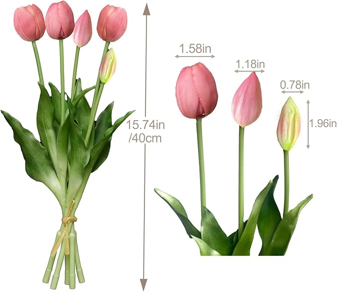 10 Pcs Fake Tulips Tulips Artificial Flowers Real Touch Fake Flowers Artificial Flower Bouquet for Home Table Party Wedding Decoration(Light Purple)