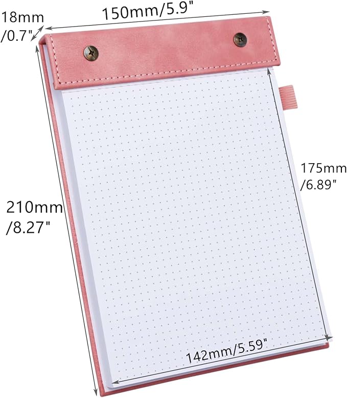 Mogoostry A5 Dot Planning Pads 5.9" x 8" Planner To Do List Memo Note Pads Screw Binding Writing Paperboard Notepad, 100 Sheets per Pack, Pink
