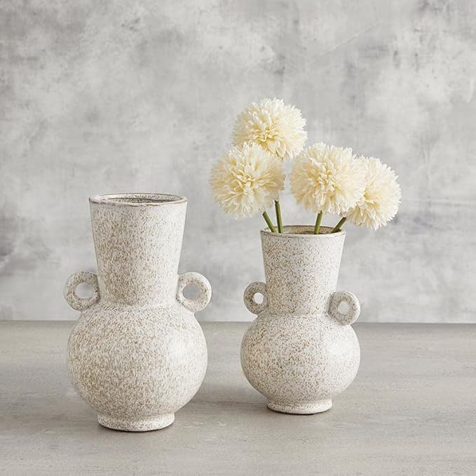 47th & Main Modern Glazed Ceramic Flower Vase for Home Décor, Small, Gray Speckled