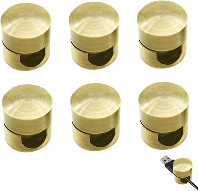 Gold Aluminum Cable Management Clips, 6-PackCord Holder for Organizing Wires, Cables & Chandelier Fixing