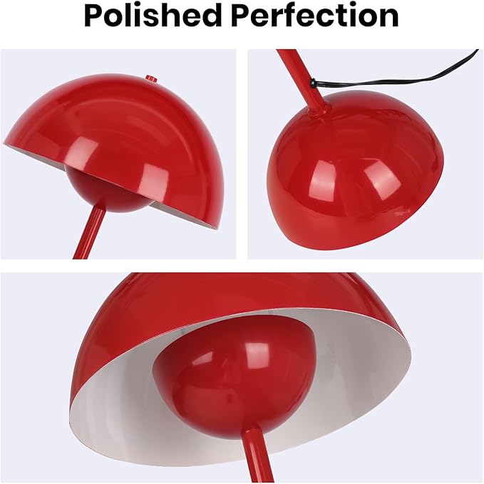 Coucrek Red Floor Lamp for Living Room, 66'' Tall Industrial Standing Lamp with Unique Reflecting Shade, Mid Century Modern Ambient Light for Bedroom Office Corner