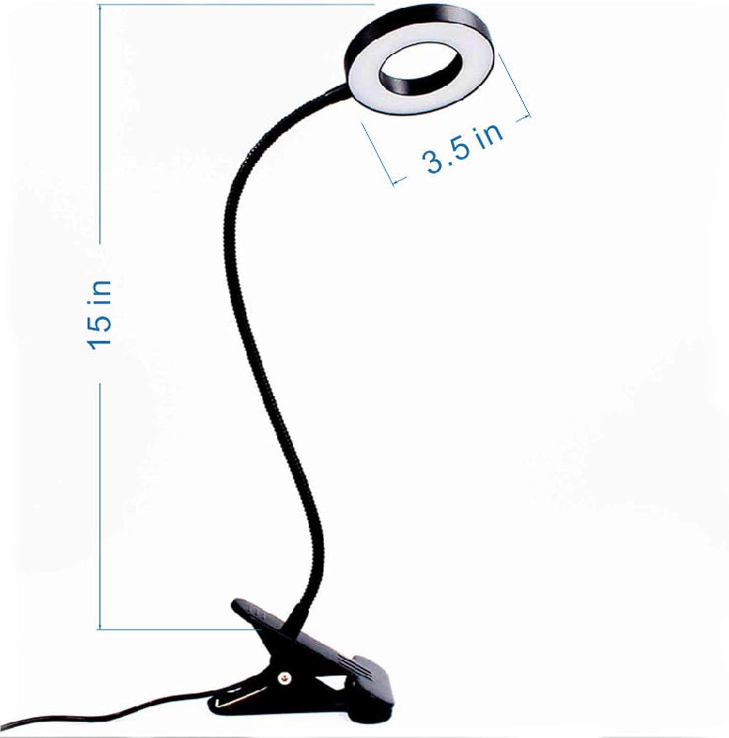 Skiennix LED Desk Reading Light - Adjustable Clamp-On Design with 3 Color Modes & 10 Brightness Levels | Black