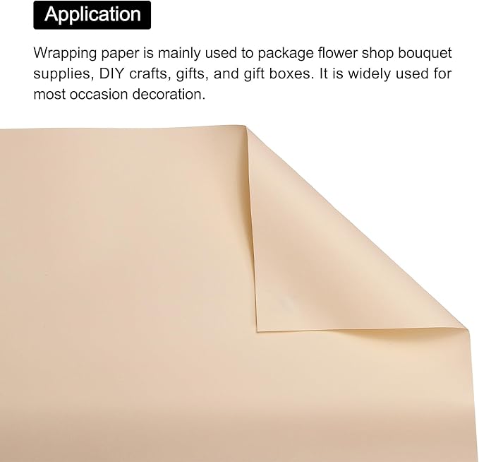 MECCANIXITY Set of 20 Flower Wrapping Paper 22.8x22.8 Inch Waterproof Florists Wrapping Paper for Florist Bouquet Supplies, DIY Crafts, Gift/Gift Box Packaging Light Brown