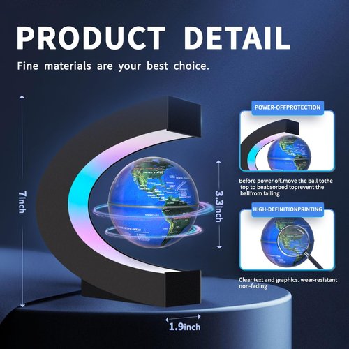 Magnetic Levitating Globe by TechGadget | LED Floating World Globe Lamp for Home & Office Decor
