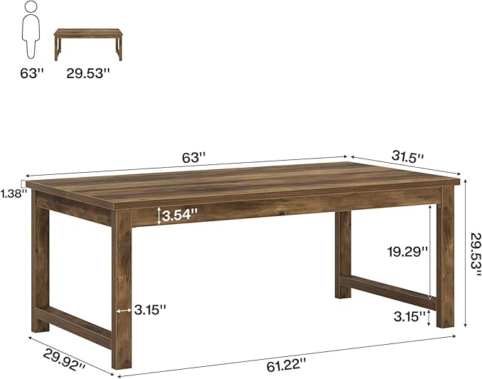 Tribesigns Modern Computer Desk, 63 x 31.5 inch Large Office Desk Computer Table Study Writing Table Workstation for Home Office, Brown Wood