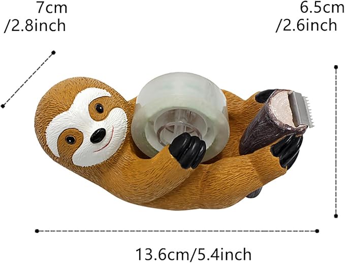 Sloth Tape Dispenser, Cute Desk Tape Holder, Adhesive Tape Cutter with High Toughness Material, Fun Office Stationery for Home School Office Use, Portable and Decorative
