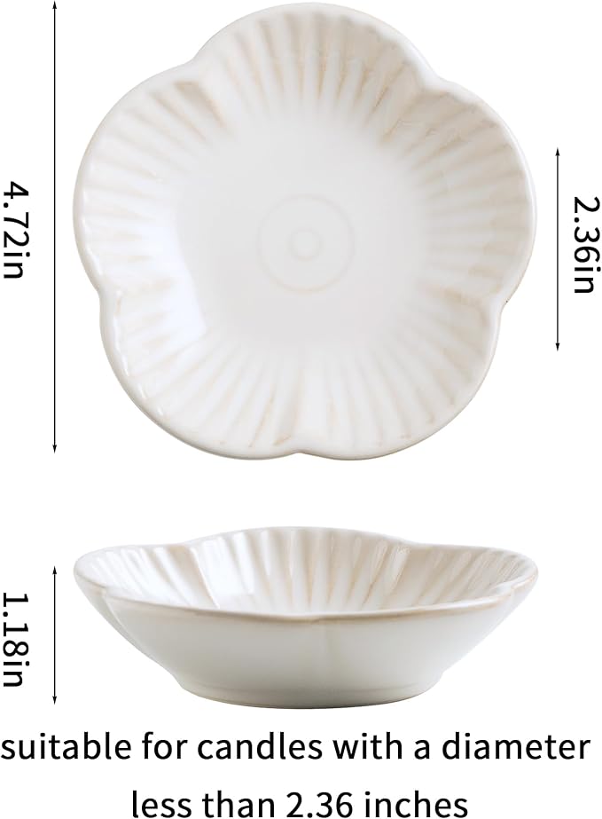 BEUNAIZER Ceramic Pillar Candle Holder Plates, Decorative Candlestick Holder, Tea Light Incense Santo Palo Holders, for Dinning, Party, Wedding, Birthday, Anniversary Decorations, 1pack (White)
