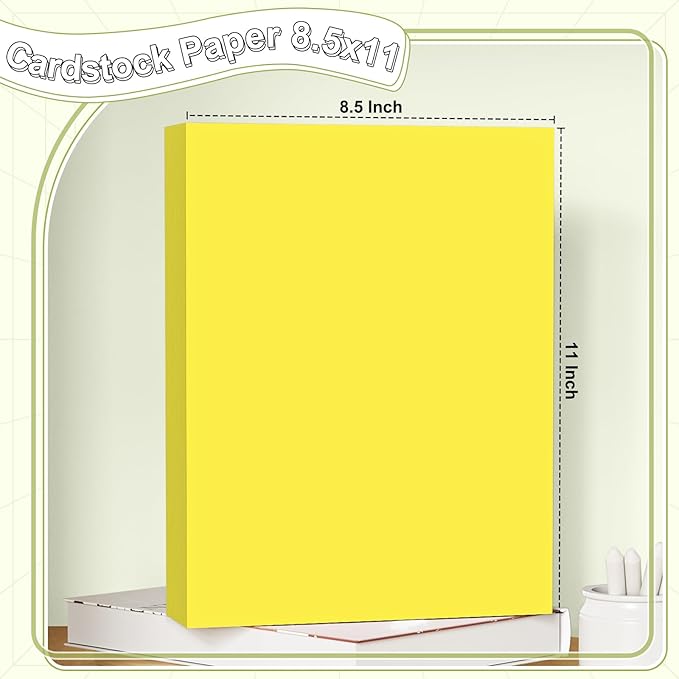 40 Sheets Cardstock 8.5x11, 65lb Lemon Yellow Card Stock, Construction Paper, 180gsm Thick Printer Paper for Printing, Painting, Card Making, Kids School Supplies,Party Decorations