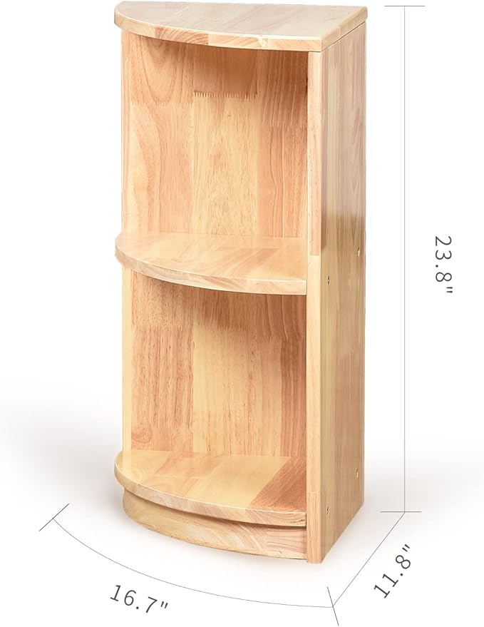 Corner Storage Bookcase Montessori Shelf-Toy,Books,Arts,Crafts&Supplies Storage Organizer for Kids,Toddler Furniture for Preschool,Nursery (3-Tier Corner Cabinet)