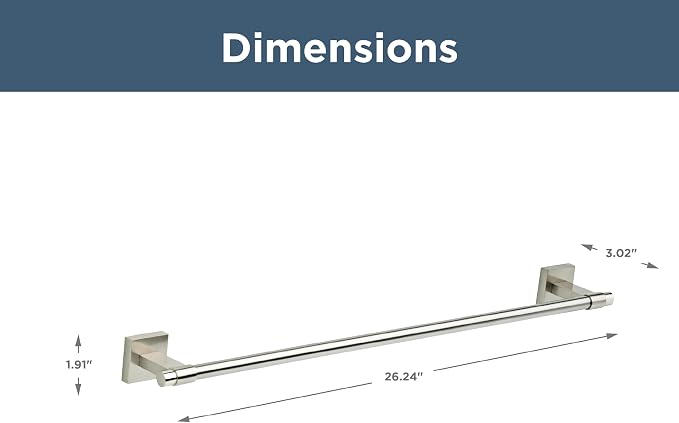Franklin Brass Maxted (1-Pack) 24" Towel Rack for Bathroom, Satin Nickel Towel Bar for Bathroom Wall Towel Holder Rod Wall Mounted Bathroom Accessories MAX24-SN