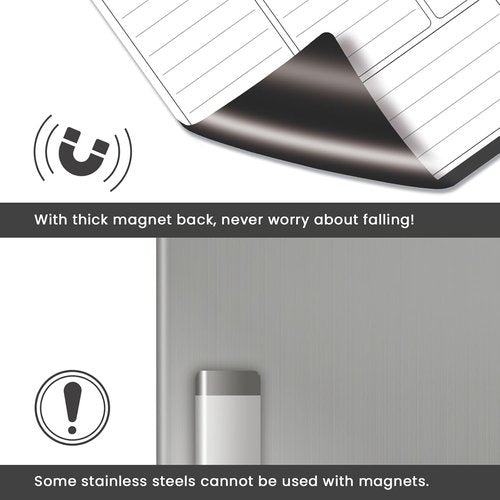 ALEZEL Magnetic Weekly Dry Erase Board - Refrigerator Calendar Planner with 4 Markers & Eraser