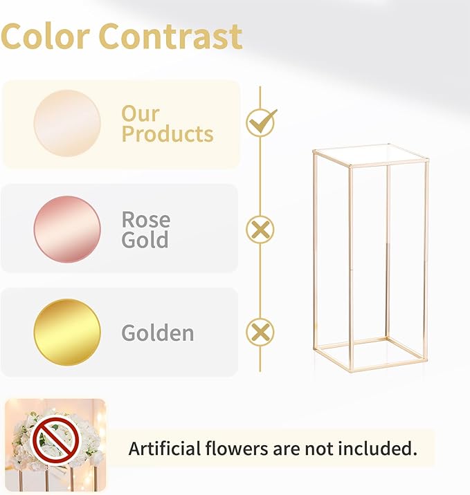 NUPTIO Wedding Centerpieces for Tables with Acrylic Panel - 10 Pcs 23⅝ inch Tall Gold Vases for Centerpieces - Flower Stand for Centerpiece Table Metal Vase Column Stand Vases for Party Decorations