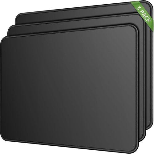 MROCO Mouse Pad 3-Pack - Premium Waterproof Surface & Anti-Fray Edges | Non-Slip Rubber Base, 8.5 x 11 in, Black