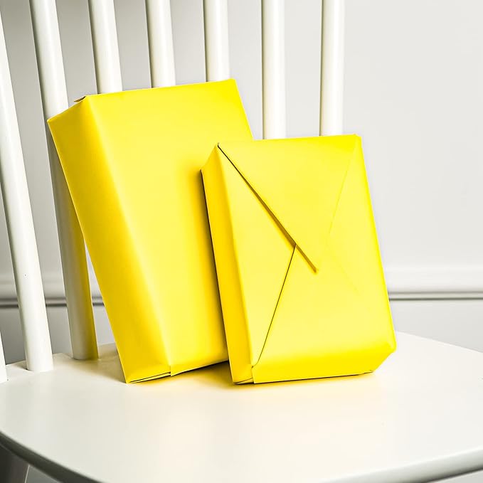 RUSPEPA 30"x 393"(32.8') Yellow Kraft Wrapping Paper Large Jumbo Roll, Recyclable Gift Wrap Paper for Birthday Gift Wrapping, Table Cover, Art & Craft Supplies, Easter Bouquet Flower, Shipping, 80GSM