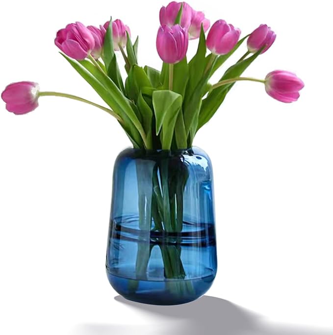 Modern Minimalist vase, Crystal Glass vase, Flower vase, Dried Flower vase(Blue)