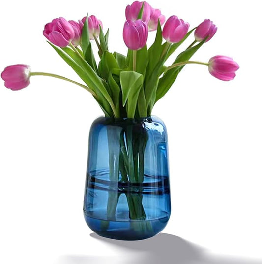 Modern Minimalist vase, Crystal Glass vase, Flower vase, Dried Flower vase(Blue)
