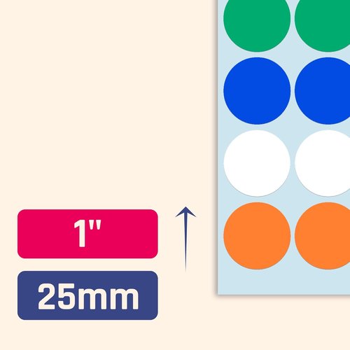 Colored Dot Stickers Labels by Skiennix - 600 Pack of 1-Inch Round Stickers in 6 Vibrant Colors