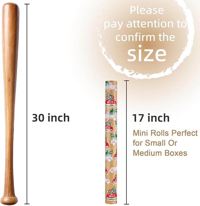 MAYPLUSS Kraft Christmas Wrapping Paper Roll - 17 Inch X 33 Feet - Recyclable Red Vintage Truck with Pine Trees Kraft Festive Winter Gift Wrap Paper Sheet for Christmas, Holiday, Party Decor, New Year