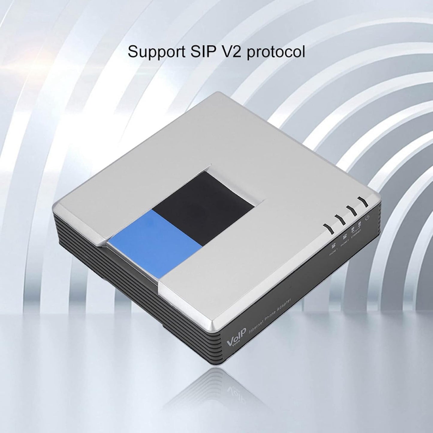 VoIP Gateway by Unlocked - Internet Phone Adapter with 2 Ports & Network Cable | SIP V2 Protocol Support
