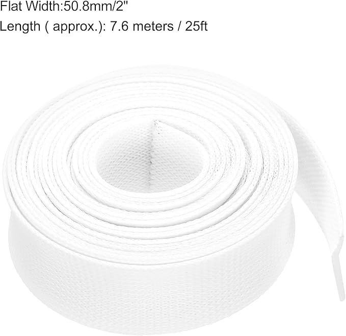 uxcell Expandable Sleeving, 2-inch 25ft Cable Sleeve, White