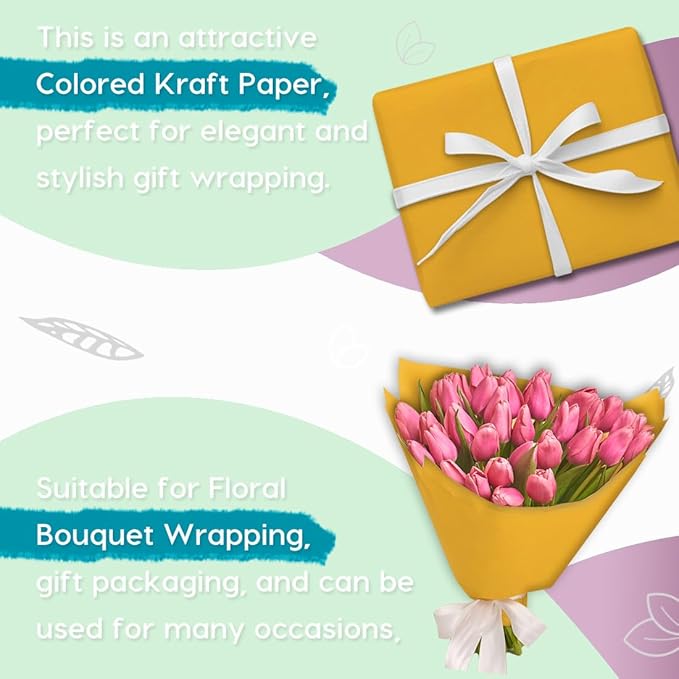 PerkHomy Orange Kraft Paper Roll 48" x 1,800" (150') for Gift Wrapping Bouquet Flower Art Painting Craft Writing Packaging Shipping 80GSM 55LB (Orange, 48" x 150')