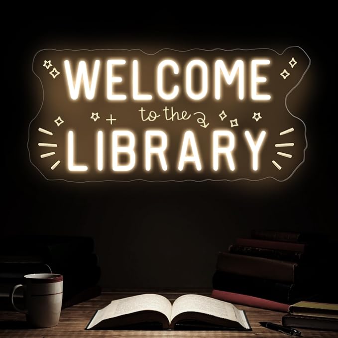 Welcome to the library neon sign, Classroom Door Hanger, teacher Christmas Gift, Bedroom neon sign, Classroom Decor, Reading Corner Decoration, Teacher Office Decor, Opening Season Theme Party Props