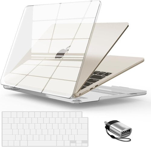 IBENZER MacBook Air 15 Inch Hardshell Case & Keyboard Cover - Crystal Clear | Compatible with Models A3448, A3241, A3114, A2941