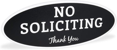 ExcelMark No Soliciting Sign - Durable Indoor/Outdoor Use | UV & Weather Resistant - Medium 2.8"x7", Black