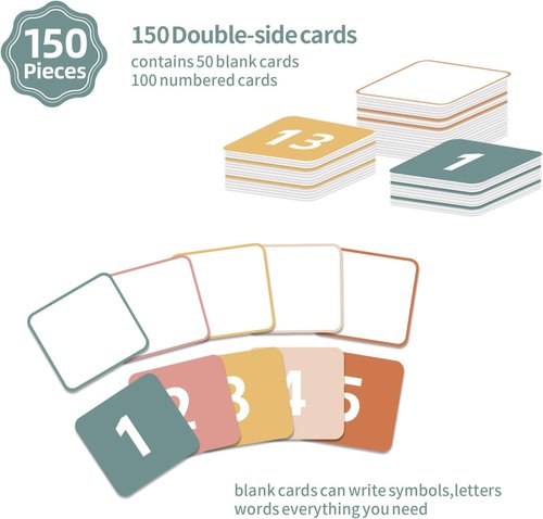 ANCOMEDO Pocket Chart - 100 Pockets with 150 Double-Sided Boho Number Cards | Classroom Organizer (Black)
