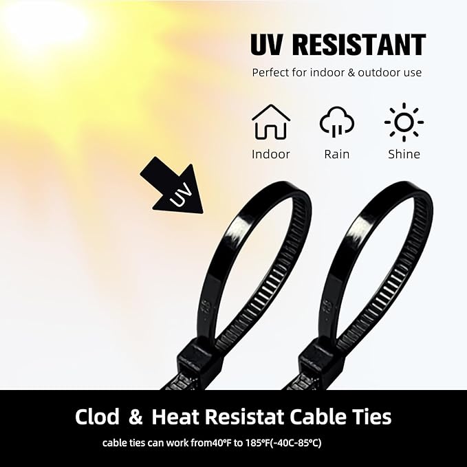 Zip Ties 4 inch, 1000 Pack Small Zip Ties, Self-Locking Nylon Cable Ties with 18 lbs Tensile Strength,Wire Ties for indoor and outdoor use.