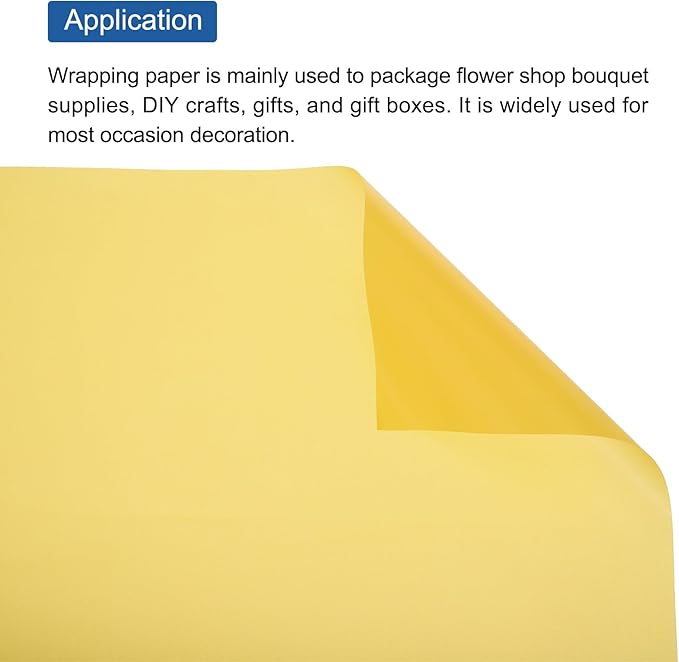 MECCANIXITY Flower Wrapping Fog Paper 22.8x22.8 Inch Waterproof Matte Floral Wrapping Paper for DIY Crafts, Gift/Gift Box Packaging Yellow 20 Pcs
