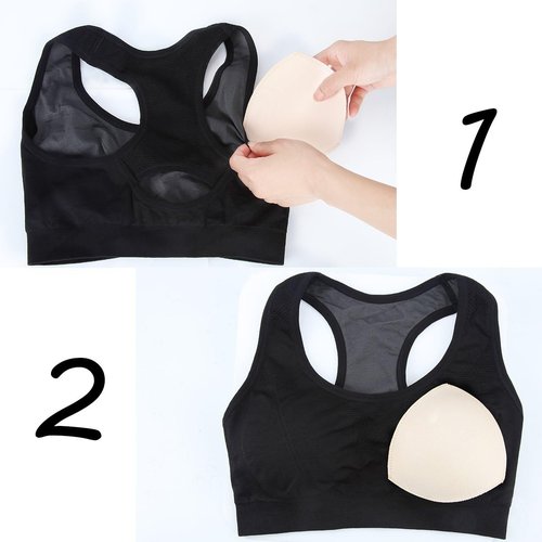 SERMICLE Bra Pad Inserts - 4 Pairs of Sewn Padded Inserts for A/B, C/D, D/E Cups | Beige, Black, White Options