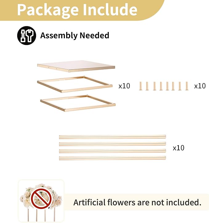 Nuptio Gold Vases - 10 Tall 15.7 inch Geometric Centerpieces for Wedding Tables
