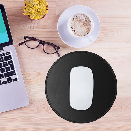 JIKIOU Mouse Pads - 4 Pack Non-Slip Rubber Base with Stitched Edges | Premium 7.9x7.9 Inches, Black