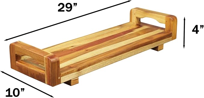 EcoDecors, 29 inch, with LiftAid Handles, Bath Tray for Tub, Bath Tub Tray Wood, Bathtub Table, Caddy for Bathtub in Natural Teak