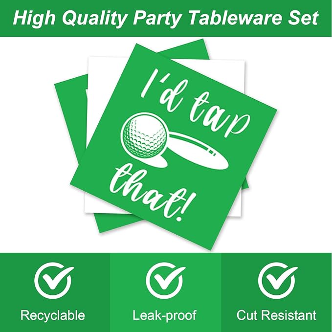 48PCS Golf Theme Party Decorations Plates and Napkins Forks Dessert Plates for Boys Men Serve 16 Guests