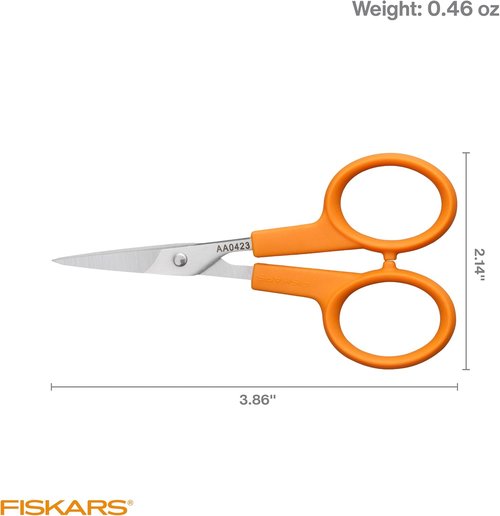 Fiskars Detail Scissors - Stainless Steel Blades with Ambidextrous Double-Loop Handle | Orange-Handled
