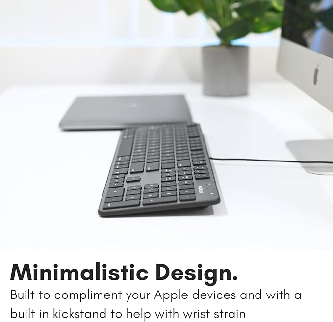 Macally Slim USB Wired Keyboard for Mac - Compatible Full Size Apple Keyboard with 104 Key Layout & 16 Shortcut Keys - Scissor Keycaps for Tactile Typing for Mac mini, MacBook Pro/Air, iMac